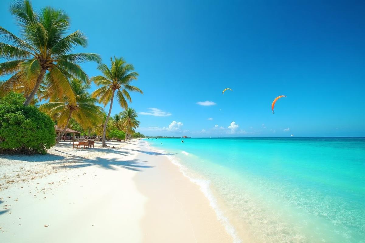 El Cuyo beach with kitesurfers